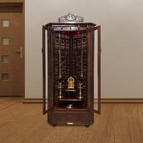 Corner Contemporary Pooja Mandir Closed Design Divine Wood N Crafts - Custom Pooja Mandir- Corner Contemporary Pooja Mandir Closed Design