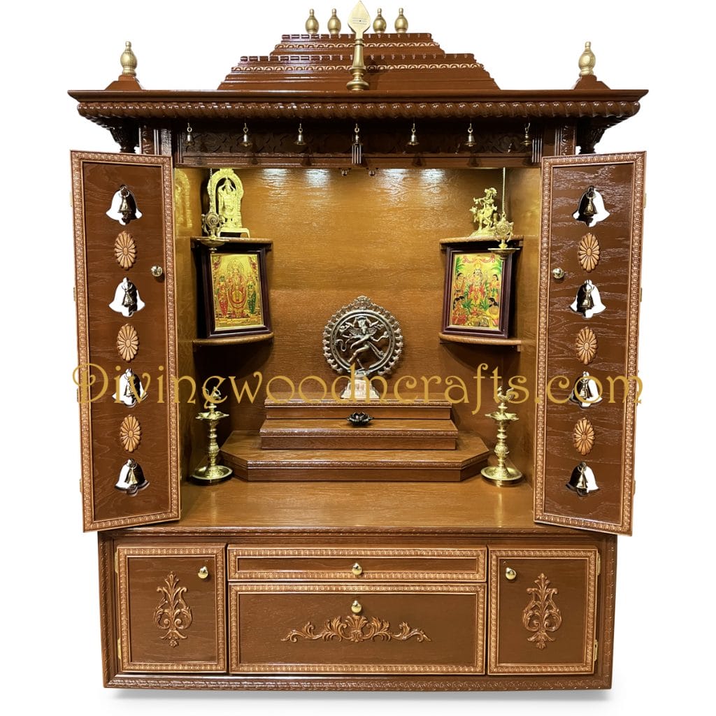 Light Cherry 8 Foot Closed Door Custom Pooja Mandir 5