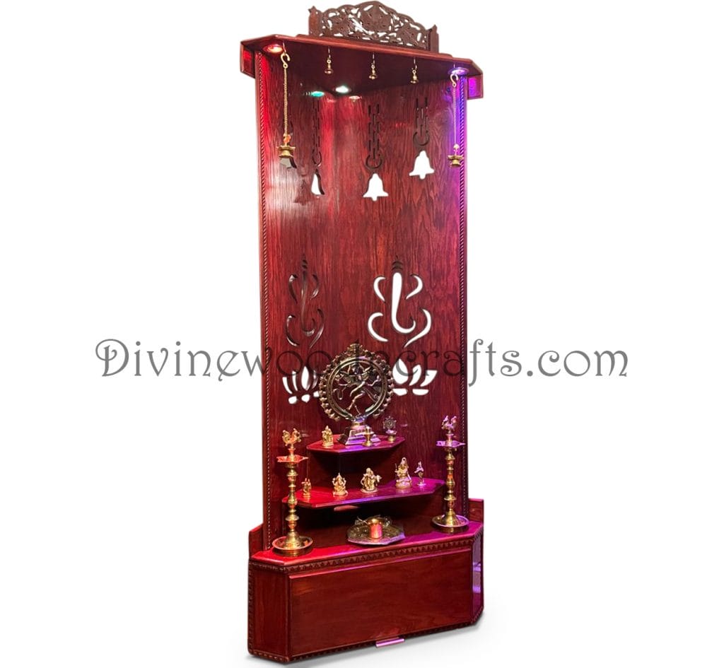 Cherry Red Open Design Custom Pooja Mandir 2